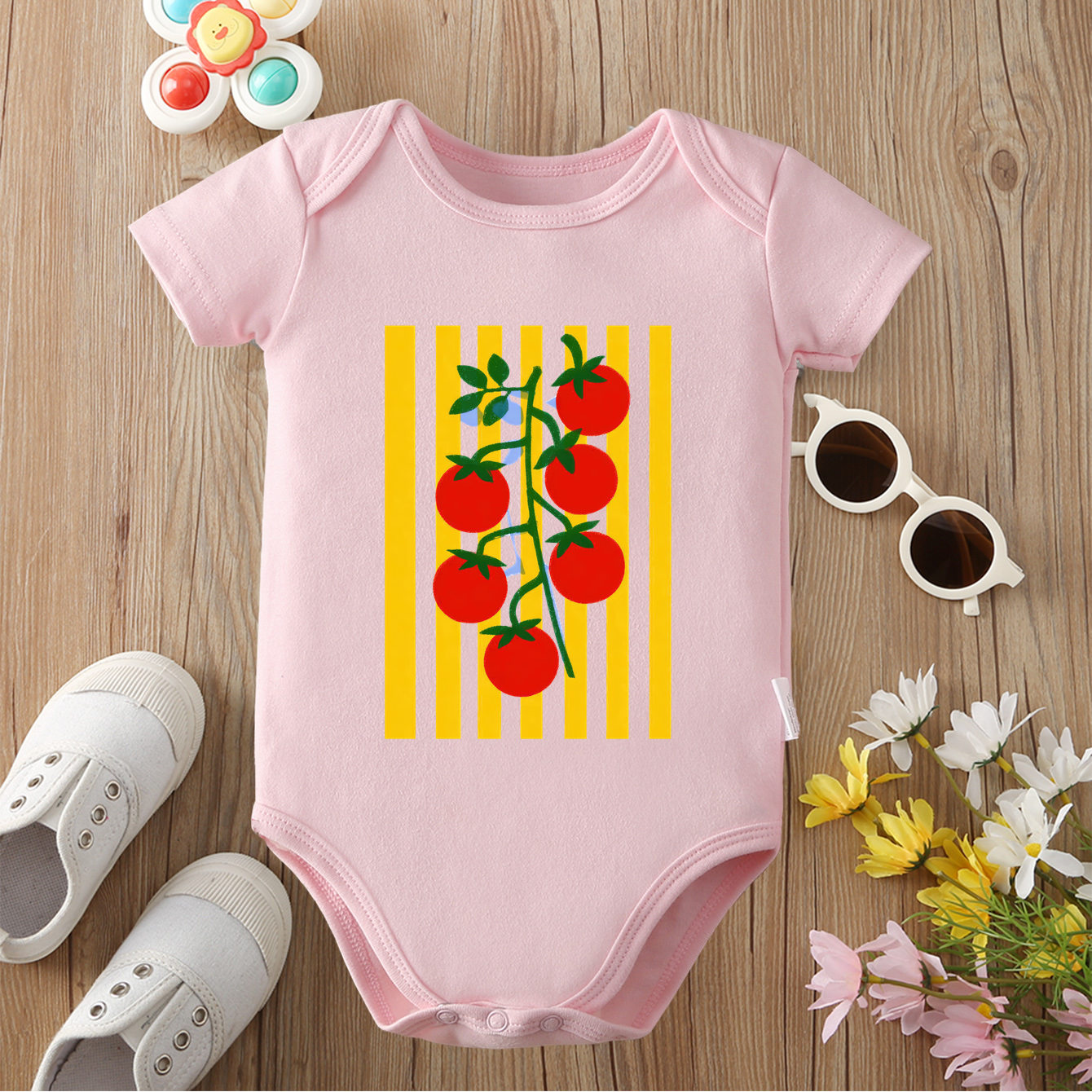 Baby Food Intake - Pure Cotton Onesie Summer Food Enjoy