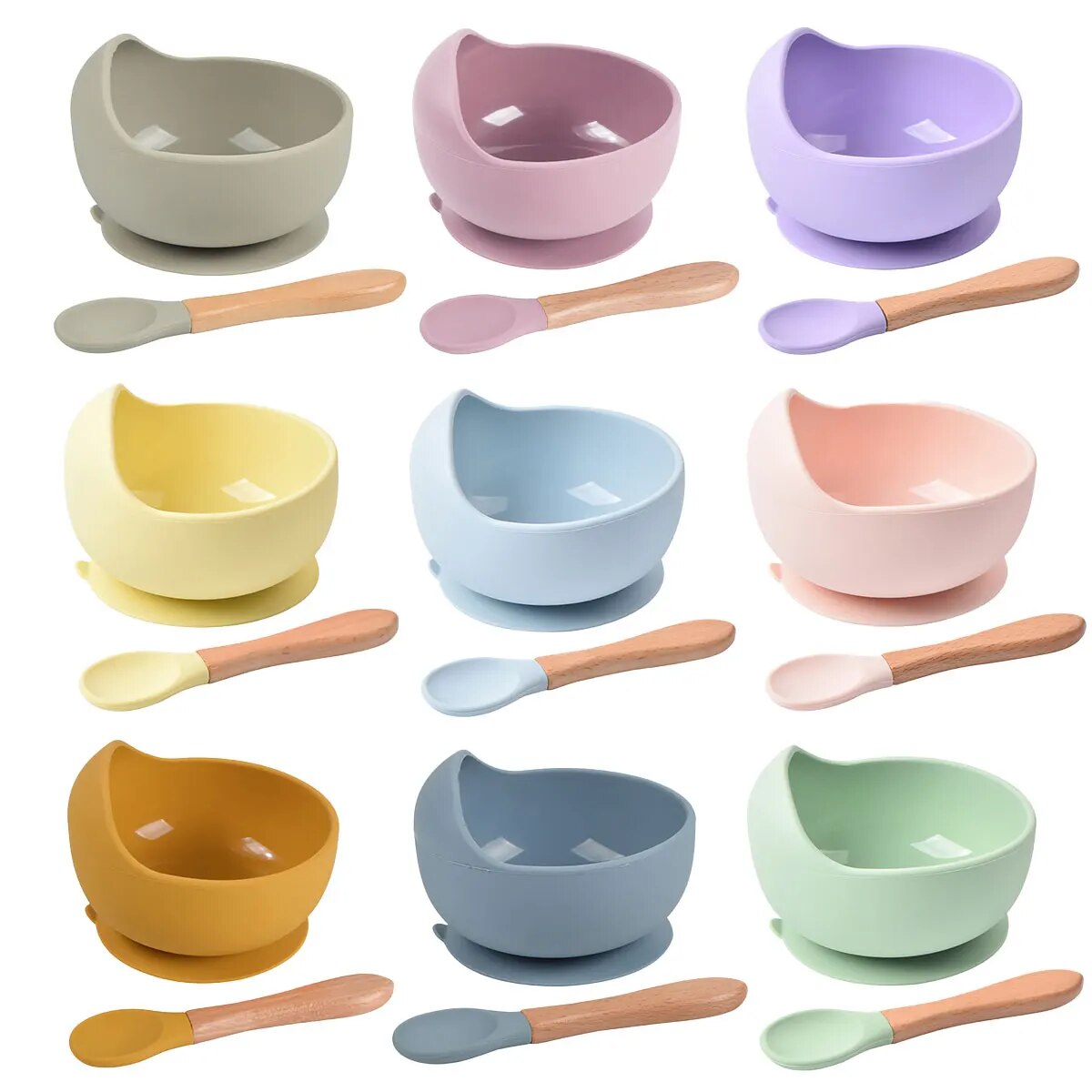 Baby Food Kit - 2PCS Silicone Baby Feeding Bowl Tableware