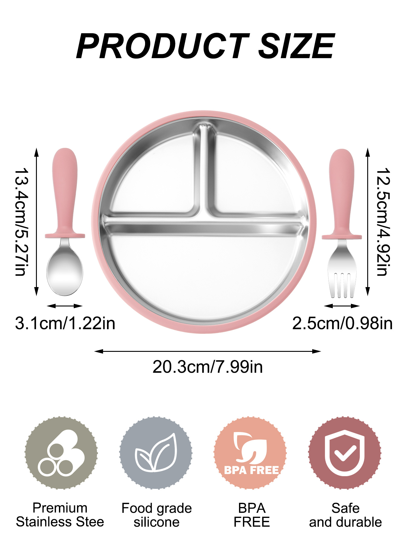 3PCS Stainless Steel Dishes Pl - Baby Food Menu recension och pris