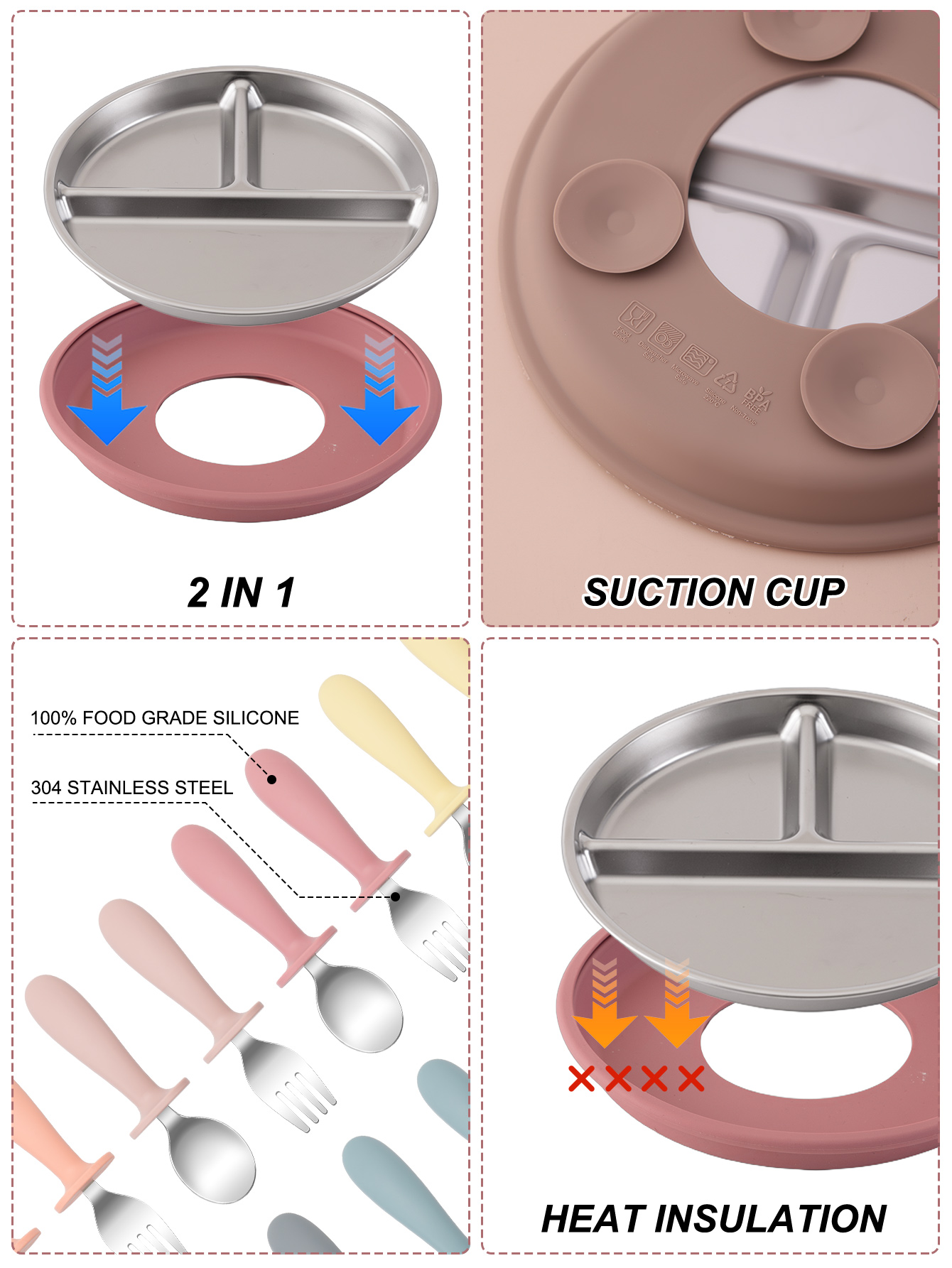 3PCS Stainless Steel Dishes Pl - Baby Food Menu recension och pris